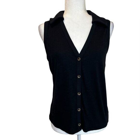 SANCTUARY Women’s Black Collared Sleeveless Top Size Medium - Picture 2 of 8